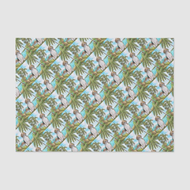 Beagle auf Ferien-tropischem Strand Seidenpapier (Vorderseite)