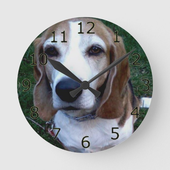 Beagle Basset Dog Runde Wanduhr (Vorderseite)