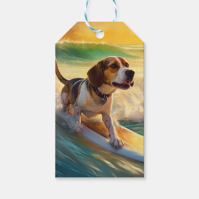 Beagle Beach Surfanstrich Geschenkanhänger (Vorderseite)