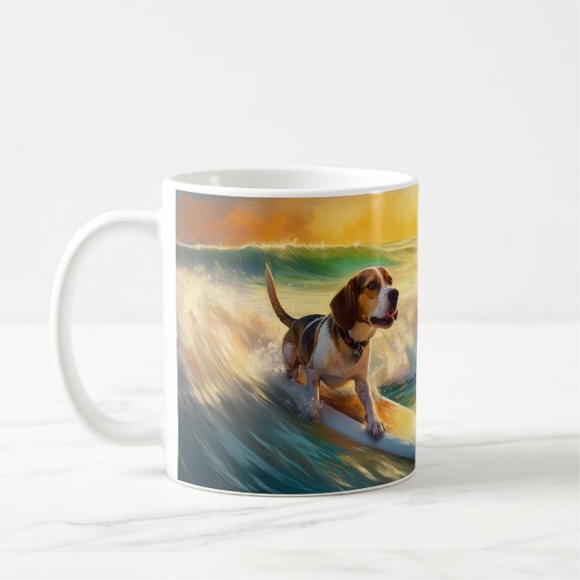 Beagle Beach Surfanstrich Kaffeetasse (Links)