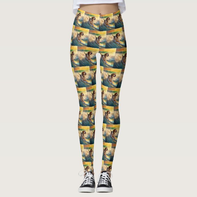Beagle Beach Surfanstrich Leggings (Vorderseite)