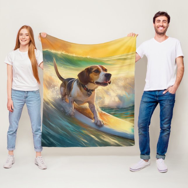 Beagle Beach Surfen Malerei Fleecedecke (Beispiel)