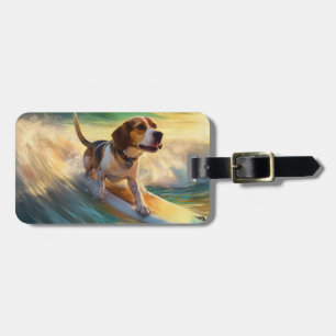 Beagle Beach Surfen Malerei Gepäckanhänger