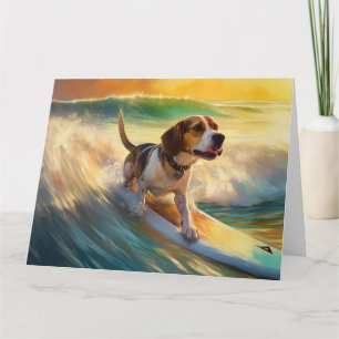 Beagle Beach Surfen Malerei Karte