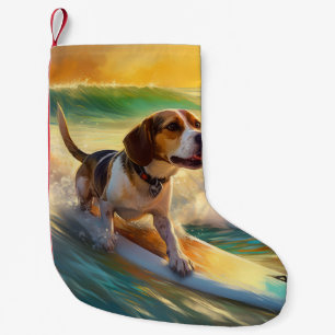 Beagle Beach Surfen Malerei Kleiner Weihnachtsstrumpf