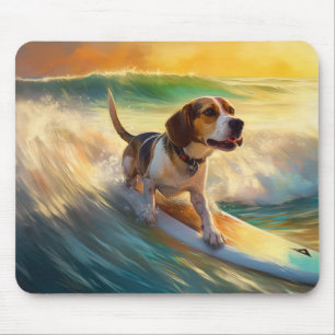 Beagle Beach Surfen Malerei Mousepad