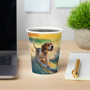 Beagle Beach Surfen Malerei Pappbecher