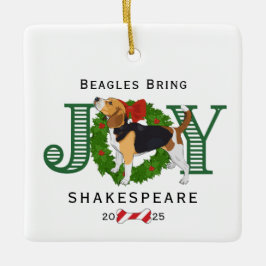 Beagle bringen Joy Wreath Keramikornament