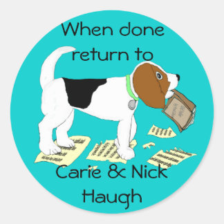 Beagle-Buchzeichen Runder Aufkleber