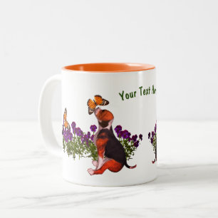 Beagle Butterfets Stiefmütterchen Niedlich Persona Zweifarbige Tasse