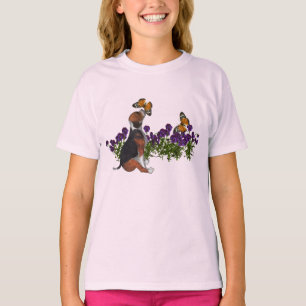 Beagle Butterflies Blume Niedlicher Hund T-Shirt