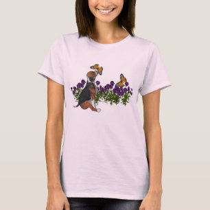 Beagle Butterflies Blume Niedlicher Hund T-Shirt