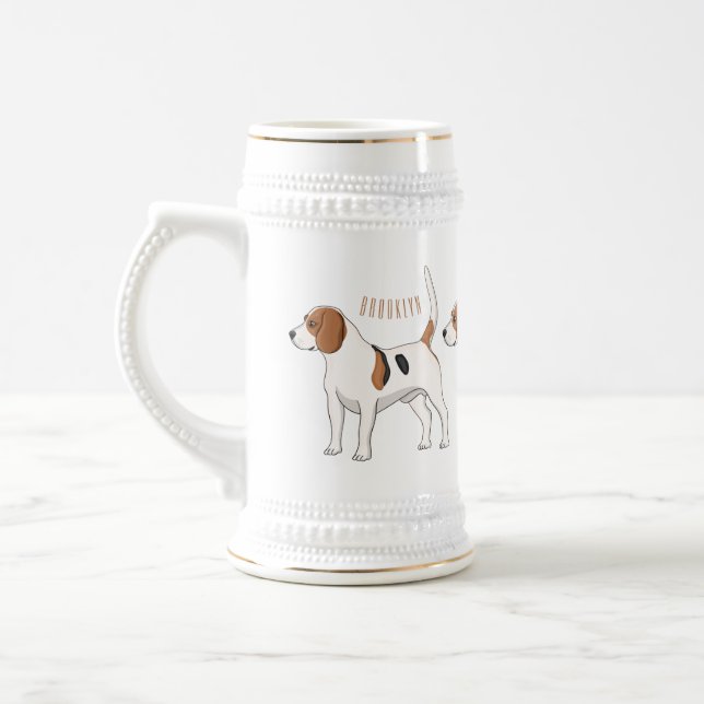 Beagle Cartoon Bierglas (Links)
