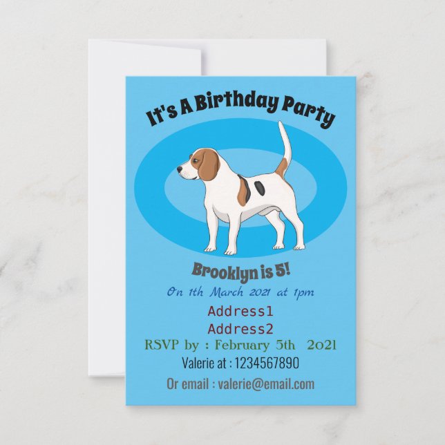 Beagle Cartoon Einladung (Vorderseite)