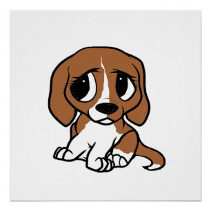 Beagle Cartoon rot weiß Poster