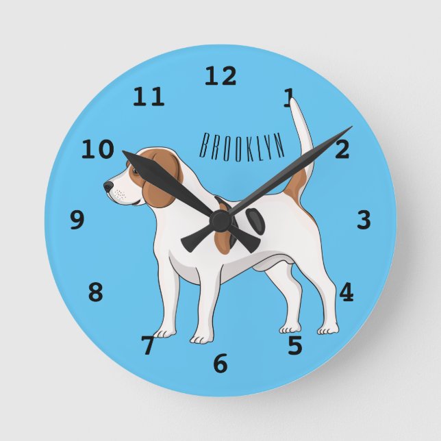 Beagle Cartoon Runde Wanduhr (Vorderseite)