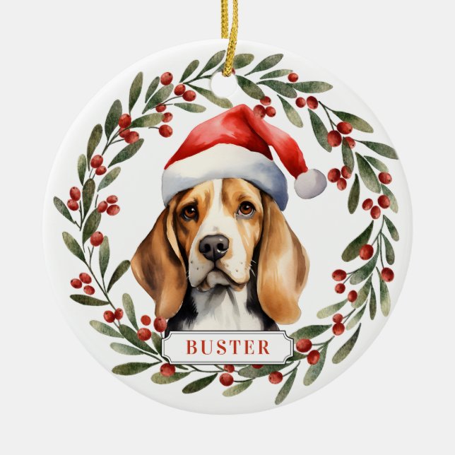 Beagle Ceramic Circle Ornament (Vorne)