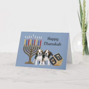 Beagle Chanukah Card Menorah Dreidel1 Feiertagskarte
