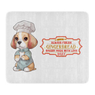 Beagle Chef backt Lebkuchen Schneidebrett