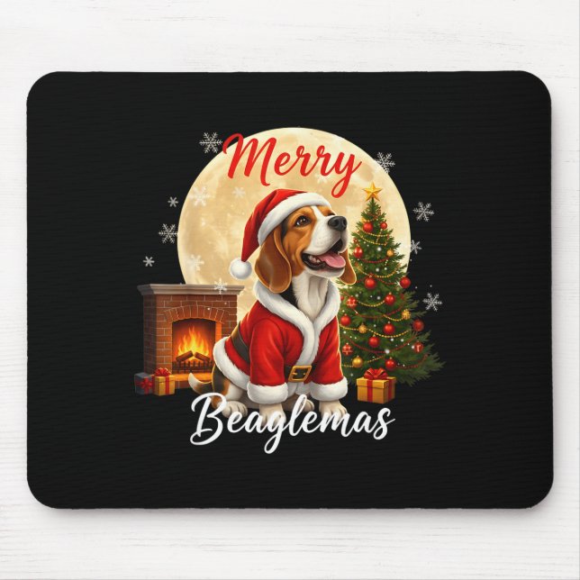 Beagle Christmas Beagle Costume Beagle Xmas Merry  Mousepad (Vorne)