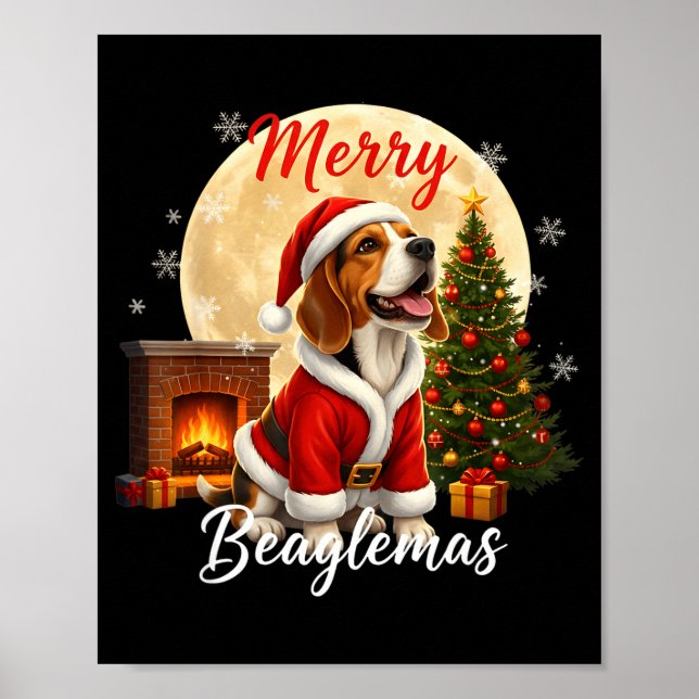 Beagle Christmas Beagle Costume Beagle Xmas Merry  Poster (Vorne)
