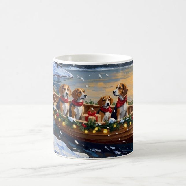 Beagle Christmas Boat Holiday Kaffeetasse (Mittel)