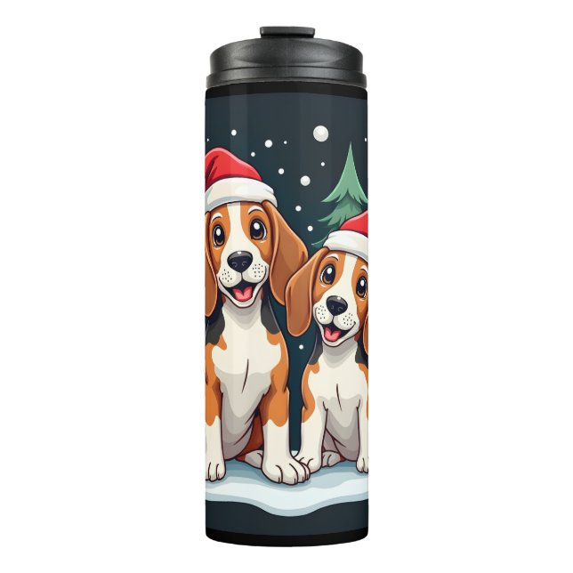 Beagle Christmas Dog Owner Xmas Holiday Pajama Lon Thermosbecher (Vorderseite)