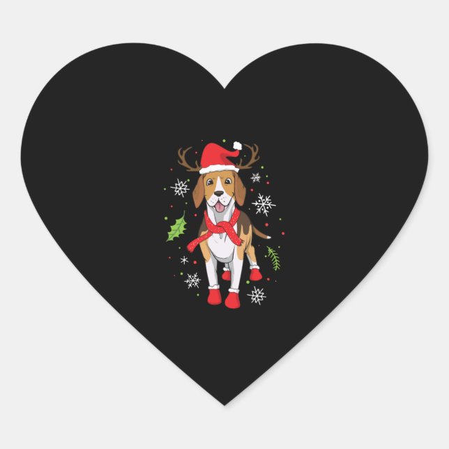Beagle Christmas Funny Christmas Gift Herz-Aufkleber (Vorderseite)