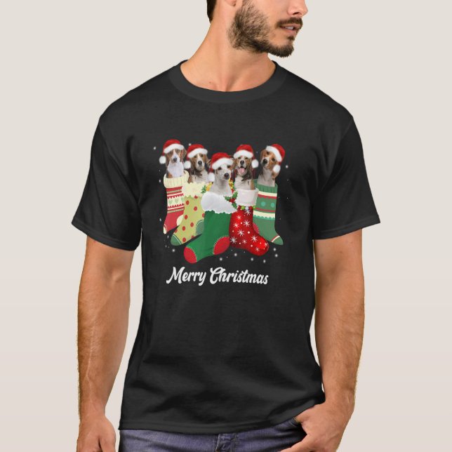 Beagle Christmas In Socks Cute Beagle Dog Christma T-Shirt (Vorderseite)