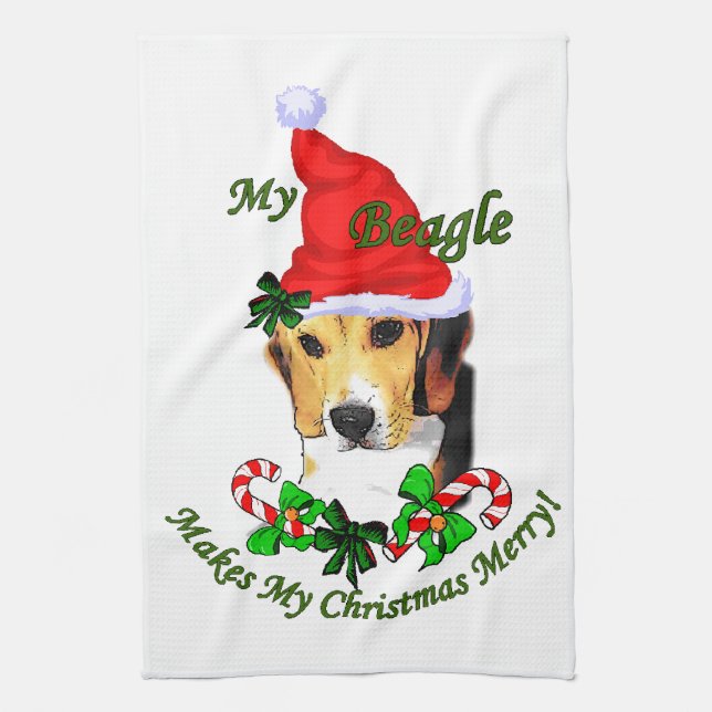 Beagle Christmas Merry Handtuch (Vertikal)