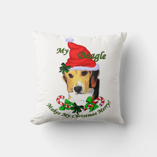 Beagle Christmas Merry Kissen (Vorderseite)