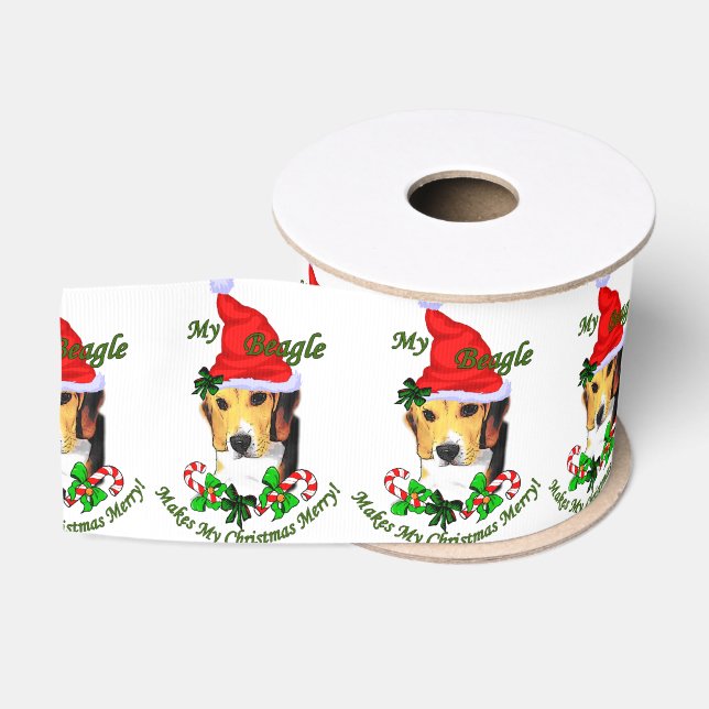 Beagle Christmas Merry Ripsband (Spule)