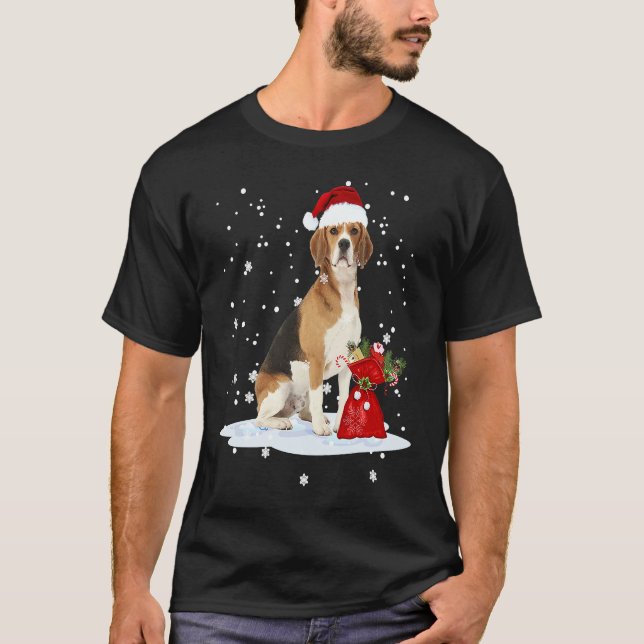 Beagle Christmas  Santa Hat Animal  Kids T-Shirt (Vorderseite)