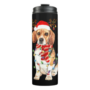 Beagle Christmas Tee Reindeer Christmas Lights Thermosbecher