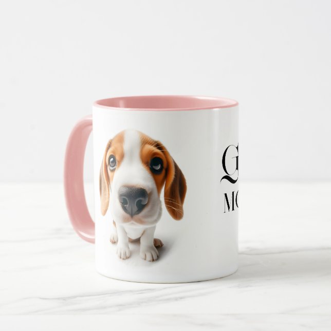 Beagle close-up Mug with you name Tasse (Vorderseite Links)