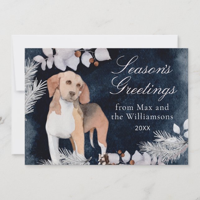 Beagle Custom Season's Greetings Feiertagskarte (Vorderseite)