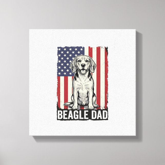 Beagle Dad Patriotic Vintage Dog Shirt Design_1 Leinwanddruck (Vorderseite)