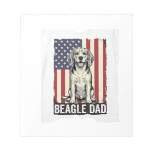 Beagle Dad Patriotisches Vintage-Hund-Shirt-Design Notizblock