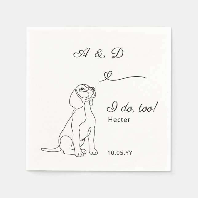 Beagle, den ich zu Herz-Hund-Hochzeit-Monogramm ma Serviette (Vorderseite)