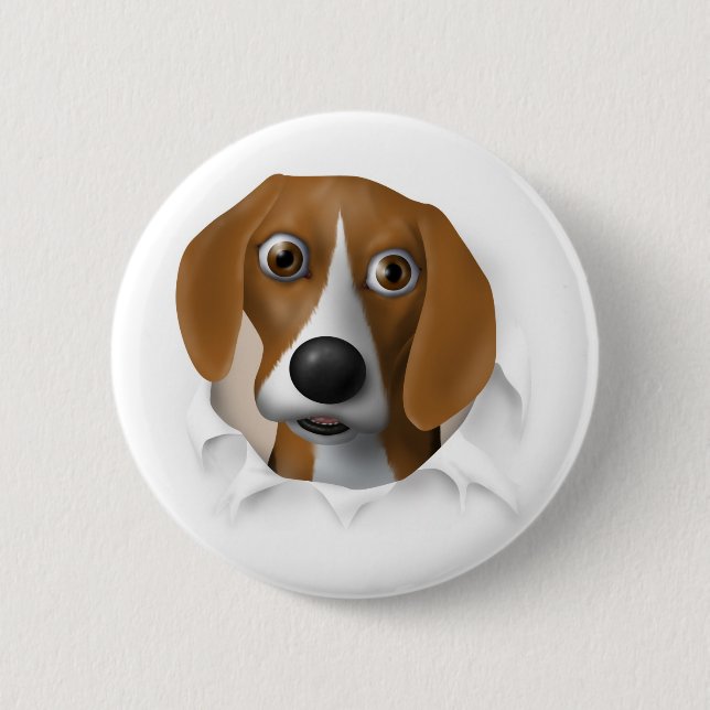 Beagle, der heraus sprengt button (Vorderseite)