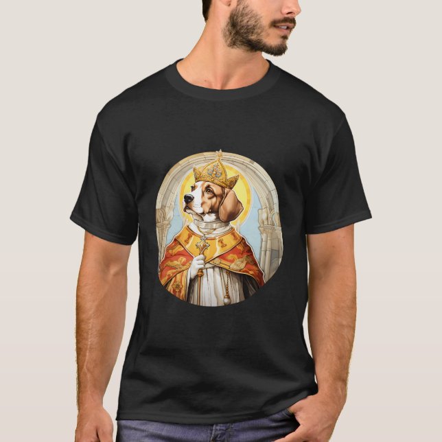 Beagle Der Papst Funny Dog Religiös T-Shirt (Vorderseite)