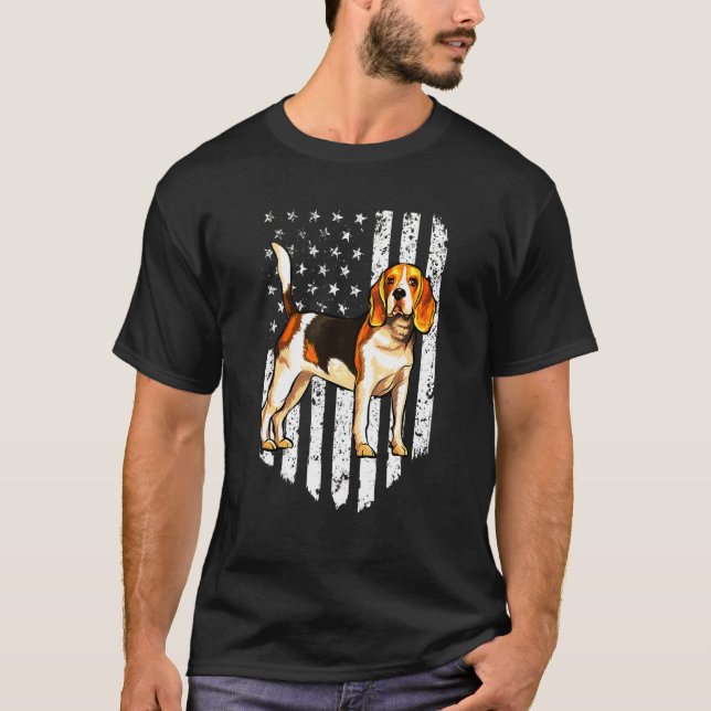 Beagle der Weißamerikanischen Flagge T-Shirt (Vorderseite)