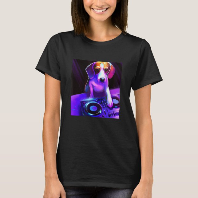 Beagle DJ Vaporwave Ästhetische Hunde Männer Fraue T-Shirt (Vorderseite)