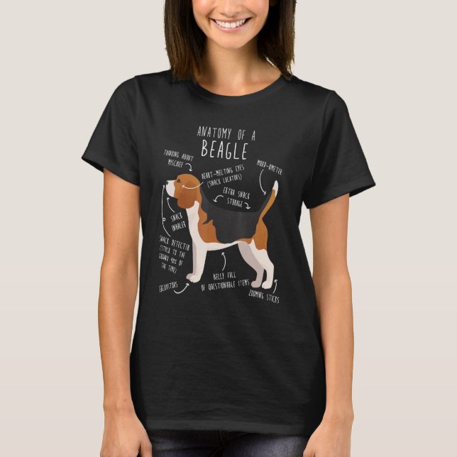 Beagle Dog Anatomy  Cute Pet  Dog Mom Dog Dad T-Shirt (Vorderseite)