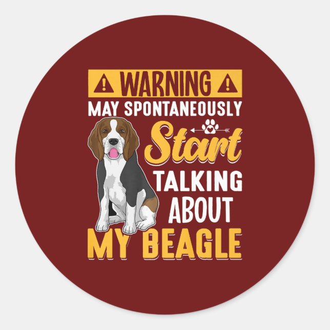 Beagle Dog Art Apparel / Beagle Hunde Liebhaber de Runder Aufkleber (Vorderseite)