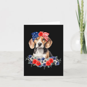 Beagle Dog Bandana American Flag 4. Juli Karte