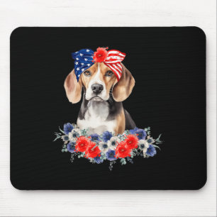 Beagle Dog Bandana American Flag 4. Juli Mousepad