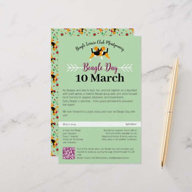 Beagle Dog Day Mailing  Briefpapier (Vorderseite/Rückseite Beispiel)