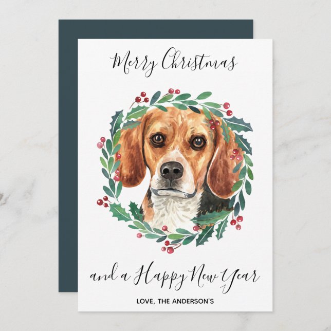 Beagle Dog Elegant Frohe Weihnachten (Vorne/Hinten)