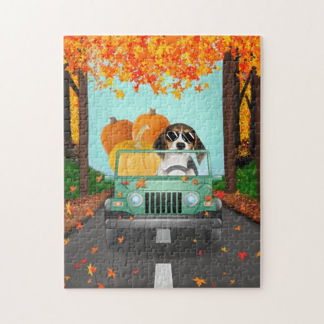 Beagle Dog Fall Pumpkin Puzzle (Vertikal)